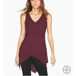 WHBM petal back tiered tunic cranberry